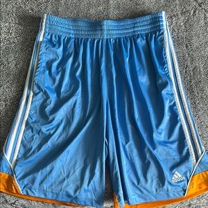 Adidas Men's Blue and Orange Shorts